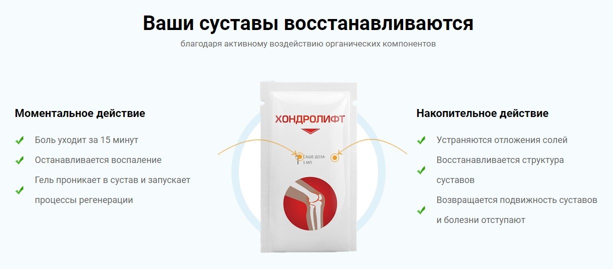 Моментальное и накопительное действие Хондролифта Моментальное и накопительное действие Хондролифта