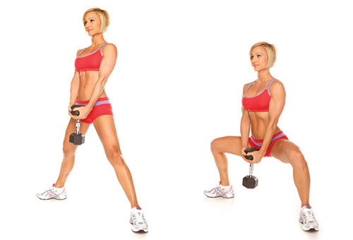 Приседания с разведенными носками ног Приседания с разведенными носками ног