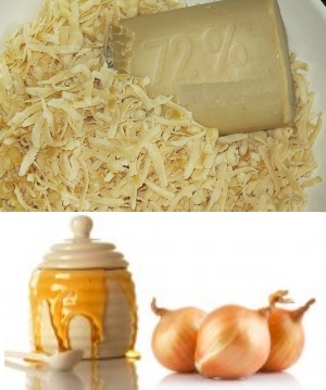 Мед с хозяйственным мылом и луком Мед с хозяйственным мылом и луком