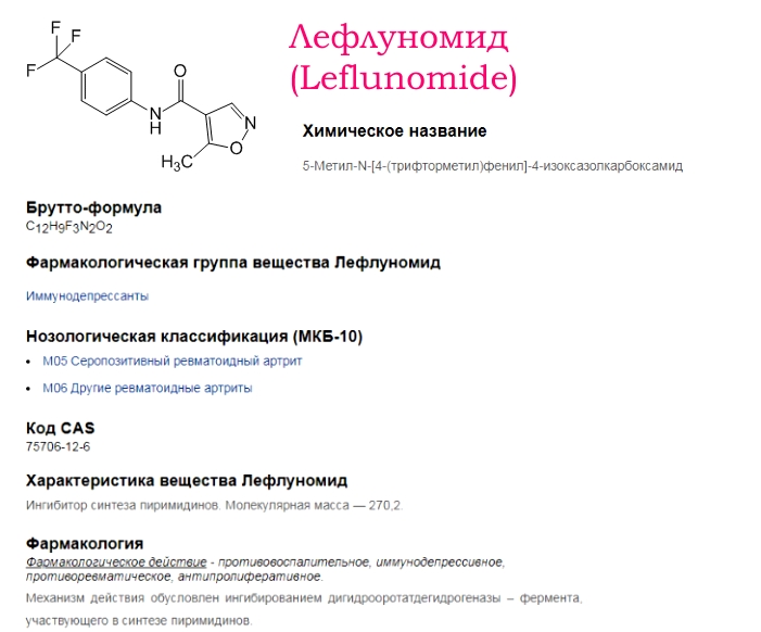 Лефлуномид — действующее вещество Лефлуномид — действующее вещество