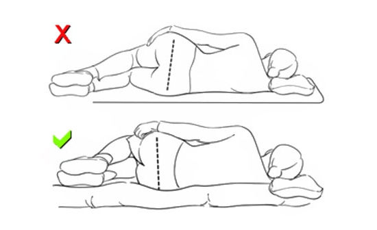 Правильное положение таза лежа на боку Правильное положение таза лежа на боку